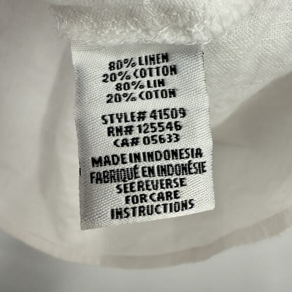 Habitat Clothes Button Tunic Top Large White Linen Blend Artsy Boxy Lagenlook - Picture 9 of 11